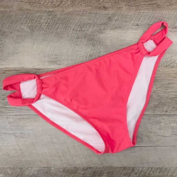 🌺 Zeraca Halter Coral Pink Bright Fringe Halter Tie Bikini Set L (12-14) - Picture 7 of 15